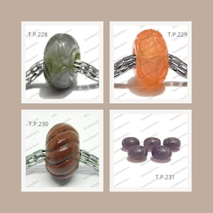 Natural Labradorite,Orange Jade,Red Moss Agate,Purple Chalcedony,Handmade Carved Rondelle Shape Beads,Big Hole Beads,9x15mm Size3mm-6mm Hole