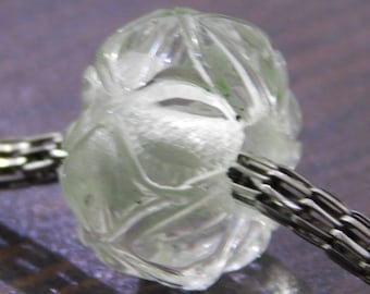 AAAA Natural Rock Crystal Quartz Handmade Carved European Bracelet Fit Charms Beads 14x8mm-10x16mm 3mm-7mm Hole 1 Piece