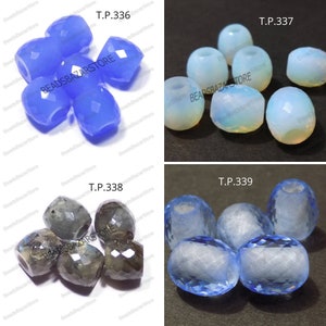 Chalcedony Quartz,Simulated Fire Opal,Labradorite,Blue Topaz,Faceted Egg,European Big Hole Beads,European Bracelet,11x12mm-5mm Hole-T.P.339