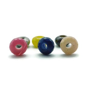Vackra handgjorda fasetterade rondellpärlor med stora hål, europeiska armbandspärlor med stora hål 8 x 14 mm 5 mm hål 6 stycken lot -B.E.07