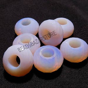 AAA Simulated Pink Opalite, European Bracelet Fit Charm Beads, Faceted Rondelle Beads, Big Hole Beads, Jewelry Making, 8x14mm Size, 5mm Hole