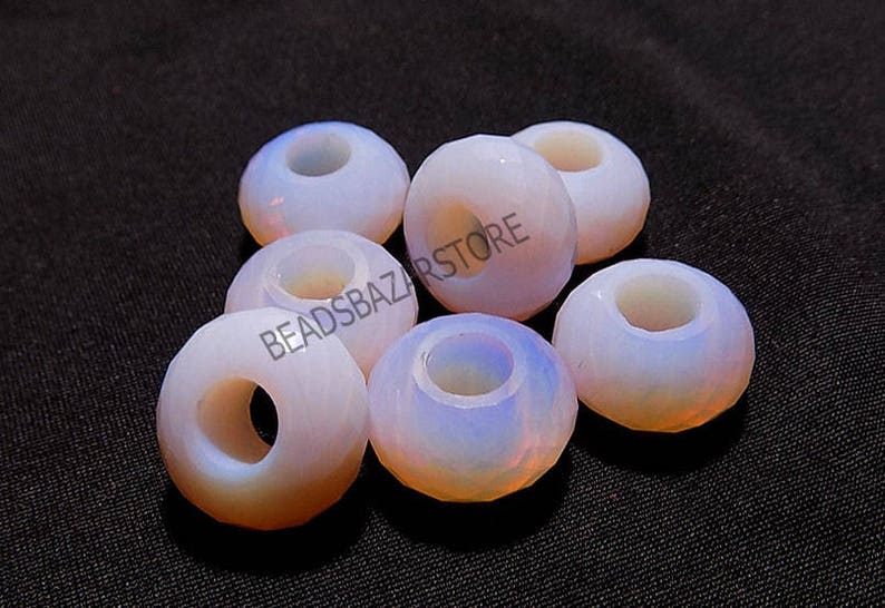 AAAA Chinese Pink Opalite European Bracelet Fit Charm Beads 14x8mm 5mm Hole 10 Piece 5 Matched Pair