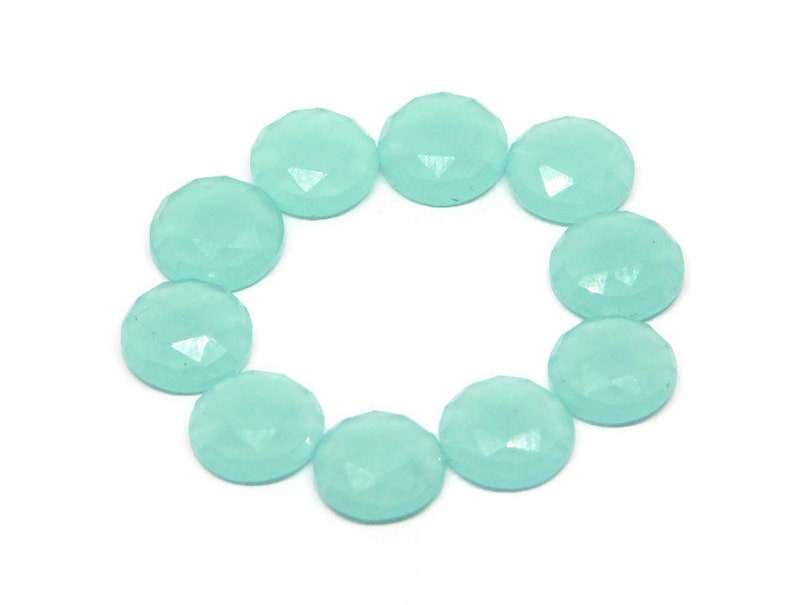 RC-10 5 Pieces Aqua Quartz Round Flat Back Rose Cut Size 8x8x3mm Round Cabochon European Bracelet Rose Cut Charms-