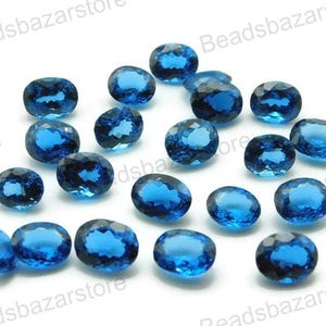 AAA Schweizer Blautopas Hydro Quarz, Lose Blautopas Hydro Oval Edelsteine, Blautopas Hydro Quarz Oval Lose Edelstein 10 x 13 mm-20 x 24 mm 6 Stk