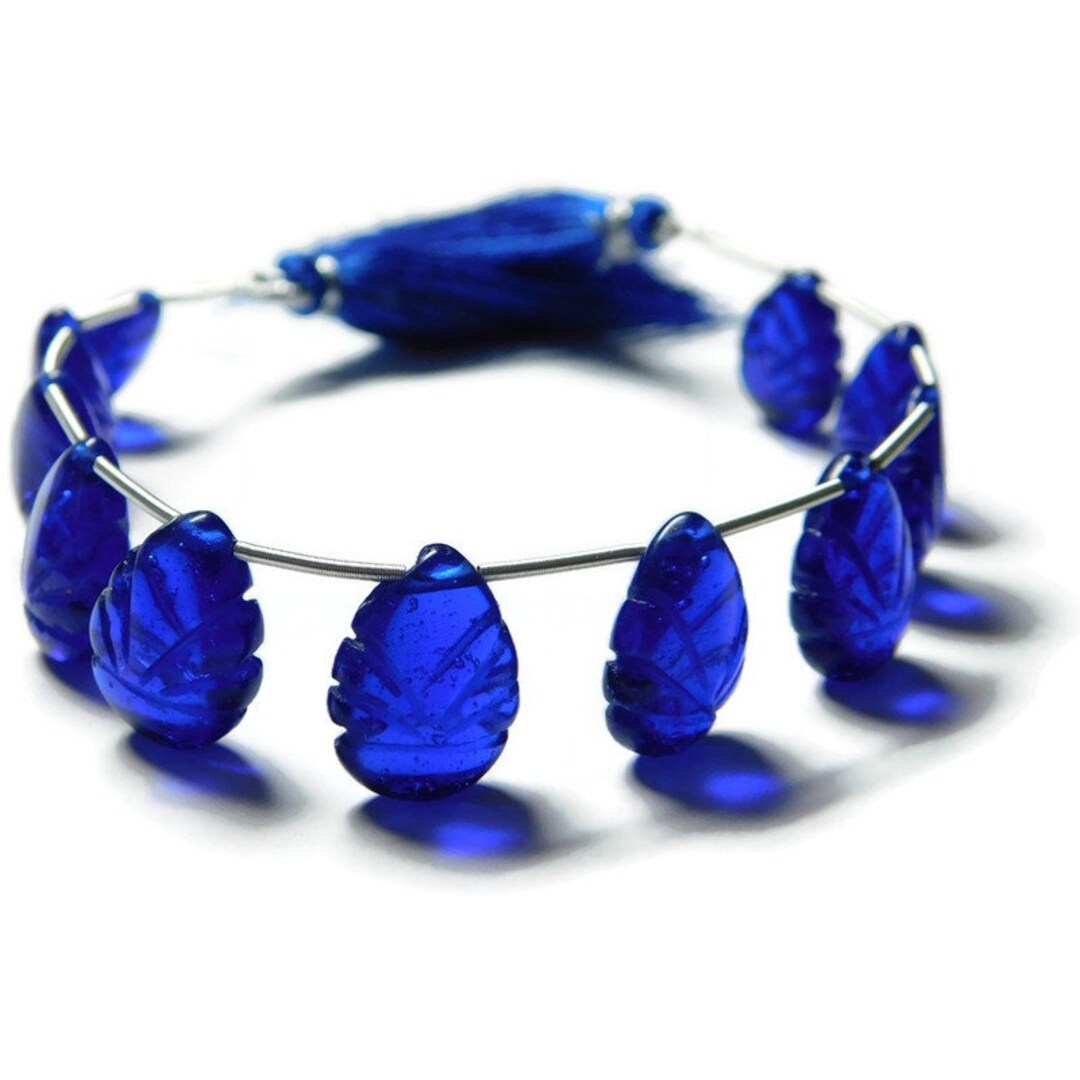 1 Strand, Ink Blue Quartz Gemstone Beads Pear Shape Beads Beautiful Carved Briolette Beads