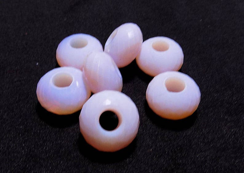 AAAA Chinese Pink Opalite European Bracelet Fit Charm Beads 14x8mm 5mm Hole 10 Piece 5 Matched Pair