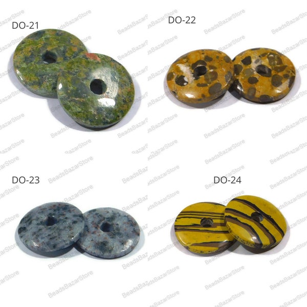 Unakite,jaspe à pois,jaspe crocodile,jaspe zèbre brun,perles donut rondes lisses faites à la main,perles d'espacement rondes,trou 25x25mm-5mm,DO-24