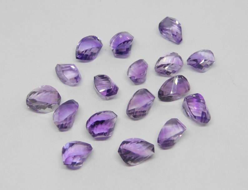 Natural Purple Amethyst Step Cut Handmade Twisted Shape Top Half Drill 8x12mm Perfect For Earring 2 Matched Pair FD-86