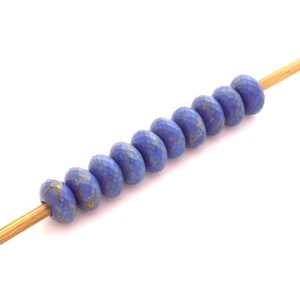 Simulierter Lapislazuli Edelstein, Rondelle Form Großloch Perlen, Handgefertigte Facettierte Großloch Perlen, 8 x 14 mm-10 x 16 mm, Perlen 3 mm-6 mm Loch