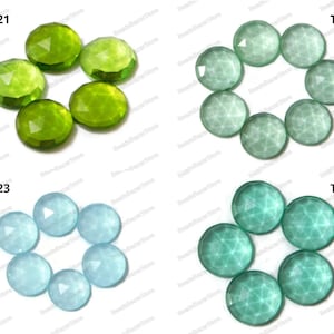 Peridot Hydro Quartz,Green Amethyst Quartz,Skyblue Topaz Quartz,Apatite Quartz,Round Flat Back Rose Cut European Bracelet Charms,8x8x3mm