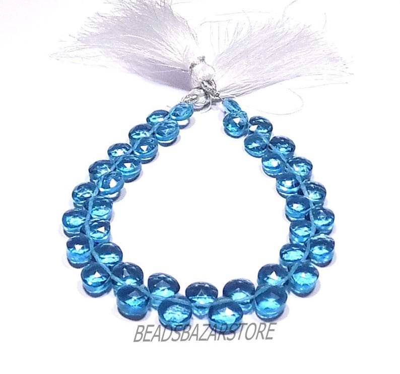 AAAA Neon Apatite Hydro Quartz Faceted Handmade Heart Shape Side Drill Briolette Beads 8x8mm 8 Inch Strand