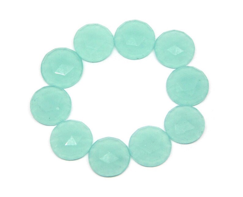 RC-10 5 Pieces Aqua Quartz Round Flat Back Rose Cut Size 8x8x3mm Round Cabochon European Bracelet Rose Cut Charms-