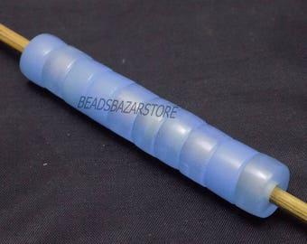 AAAA Blaue Chalcedon Quarz Armband Fit Charm Glatte Wheel Beads 14x8mm-5mm Loch 5 Stück