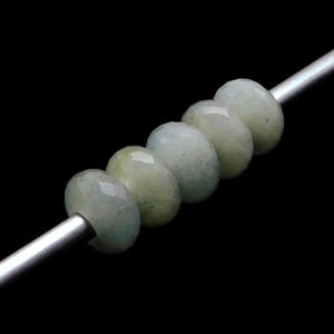 Natural Earth Mined Aquamarine Handmade Faceted European Bracelet Big Hole Beads,Large Hole Beads,  8x14mm 5mm Hole 5 Piece Lot-A.Q.004