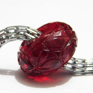 Roter Granat Farbe Hydro Quarz, handgefertigte geschnitzte Rondell Perlen, Großloch Perlen, Großloch Perlen, 8 x 14 mm-10 x 16 mm Größe, 3 mm-6 mm Loch, 5 Stück