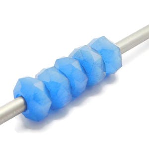 AAA Simulated Blue Jade Handmade New Star Cut European Bracelet Big Hole Beads,Large Hole Beads,  8x14mm 5 Pcs, 3mm-6mm Hole