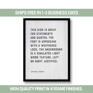 Custom Quote Print Framed or Unframed | Poster, Any Text, Verse, Poem | Style A
