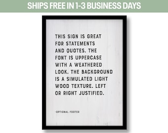 Custom Quote Print Framed or Unframed | Poster, Any Text, Verse, Poem | Style A