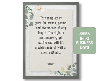 Custom Quote Art Print Style F, Framed or Unframed, Poster, Any Text, Verse, Poem