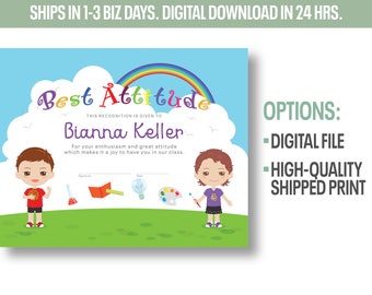 Child Best Helper Editable Certificate Template | Print