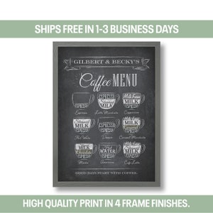 Impressão emoldurada personalizada café expresso | Estilo de quadro de menu A