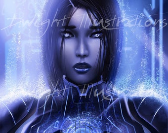 Cortana from the Halo series poster.