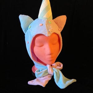 Velvet vintage-style CATTONCANDY KITTY-HAT bonnet hood with ears
