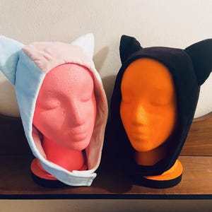 Velveteen vintage-style THE KITTEN hat bonnet hood with ears