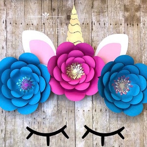 Unicorn Horn, Ears, Lashes, Unicorn Face, Unicorn Backdrop, Great Addition to Paper Flower Decorations, Unicorn Theme, Unicorn Dessert Table