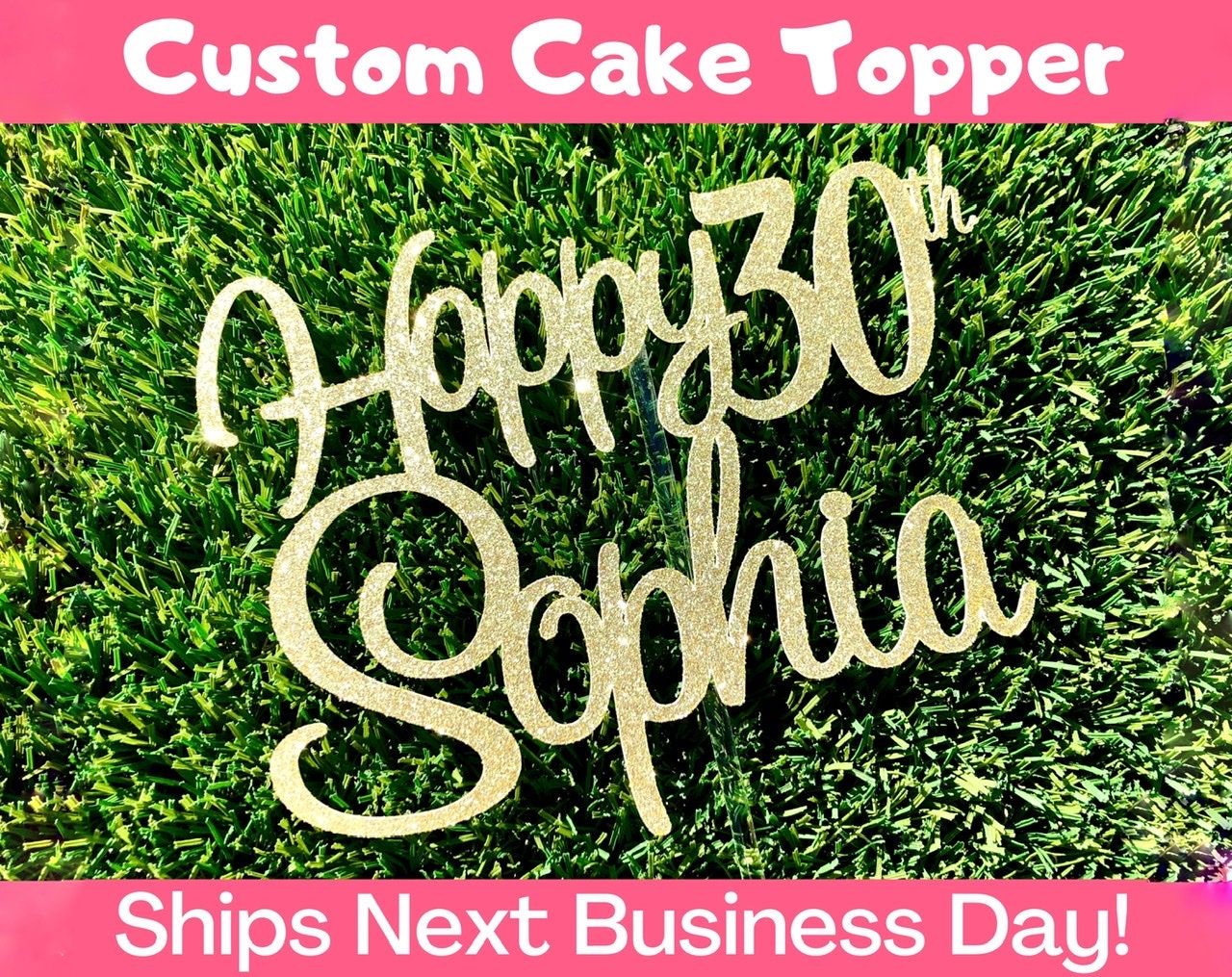Happy Birthday Cake Topper,Triomphe 4 Pack Personnalisé Joyeux Anniversaire Gâteau  Topper Acrylique Fleur Cupcake Topper