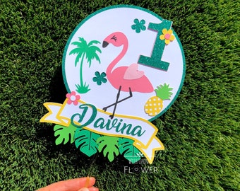 Flamingo Cake Topper, Flamingo Birthday Party, Flamingo Baby Shower, Summertime Birthday, Hawaiian Party, Summer Birthday, Tropical