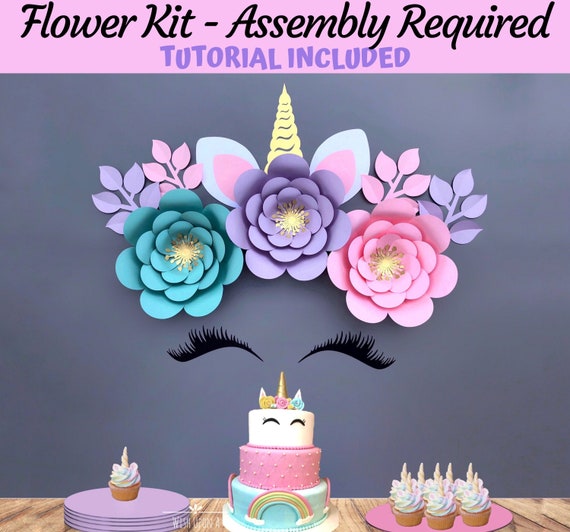 Unicorn Flower Backdrop DIY Unicorn Party Unicorn Birthday 