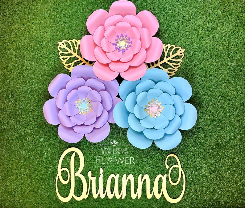 Nursery Decor Personalized Name Wall Decor Paper Flowers 24 Etsy