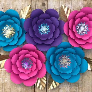 Flores de papel, plantilla de flores de papel, unicornio SVG, plantilla de flor de unicornio, decoración de pared con flores de papel, flores de papel SVG, bricolaje con flores de papel