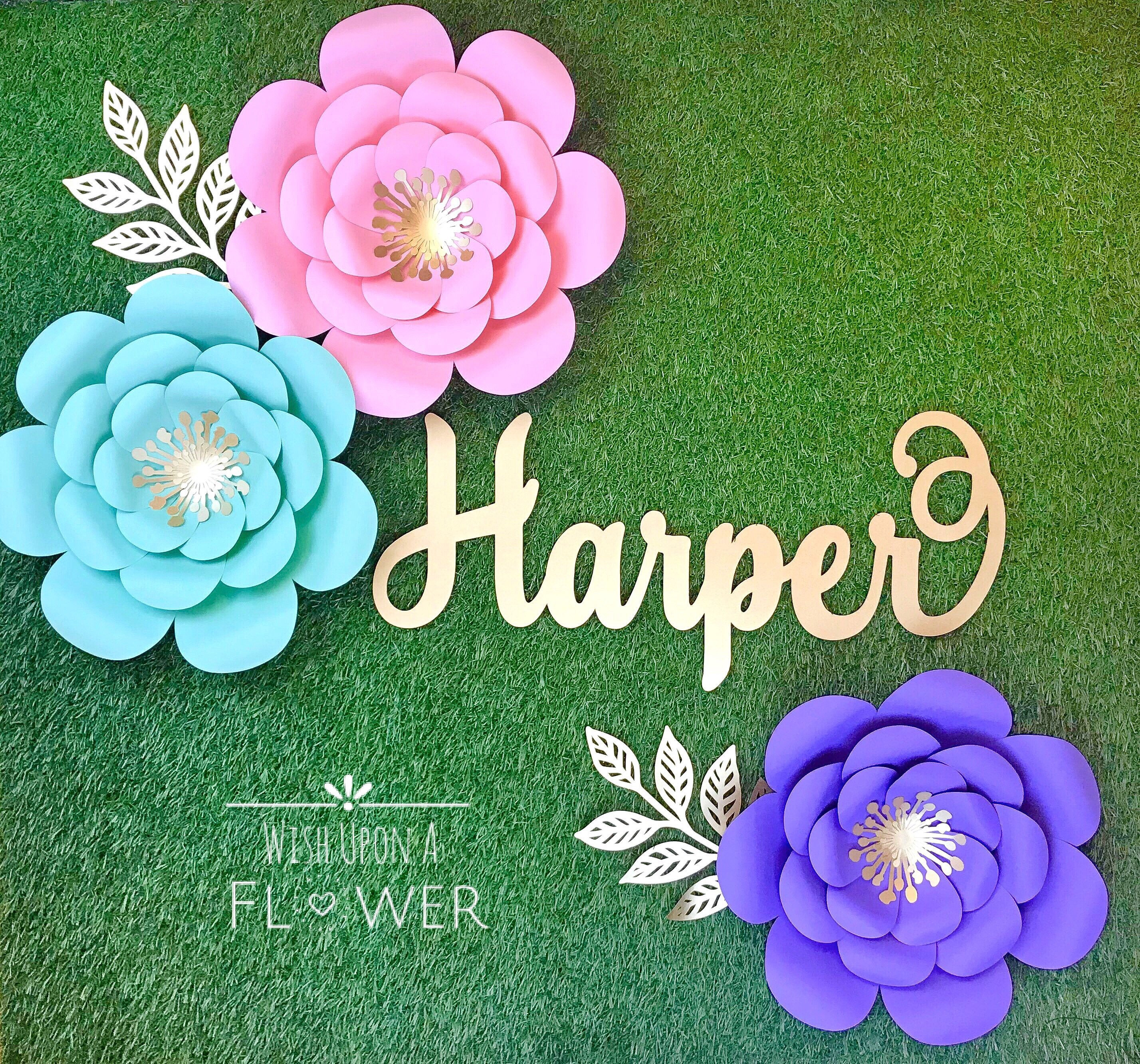 Nursery Decor Personalized Name Wall Decor Paper Flowers 24 Etsy