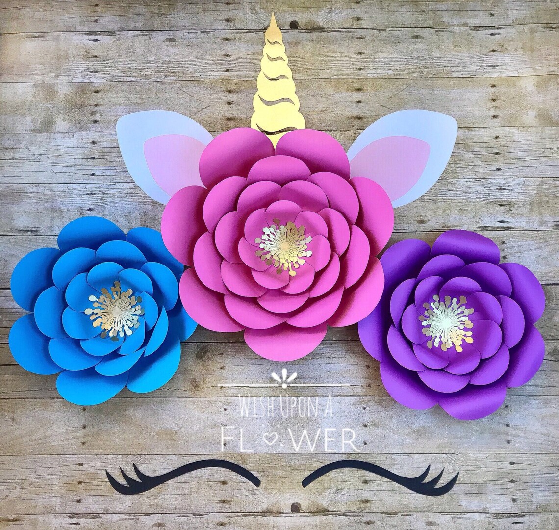 Unicorn Backdrop Unicorn Paper Flower Set Unicorn Wall Etsy