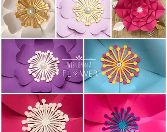 Paper Flower Centers, 15 Flower Centers, Glitter Flower Center, Paper Flower Backdrop, Precut Paper Flower Centers Paper Flower Stamen