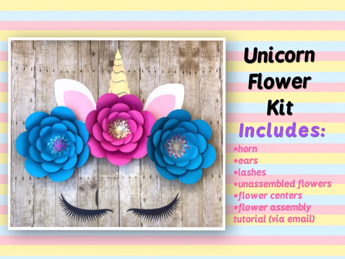 Unicorn Flower Backdrop DIY Unicorn Party Unicorn Birthday 