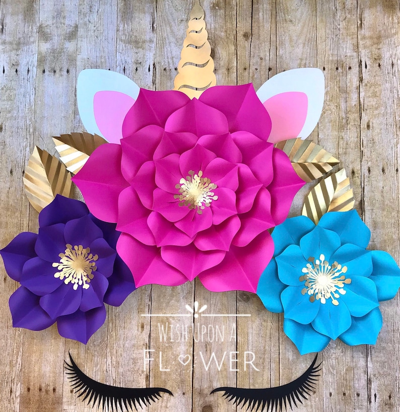 Unicorn Backdrop Unicorn Paper Flower Set Unicorn Wall Etsy