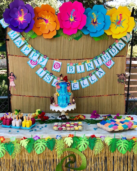 Moana Birthday, Paper Flowers, Tropical Party, Moana Birthday Decorations, Moana  Decorations, Moana Party Decorations, Baby Moana, Backdrop 
