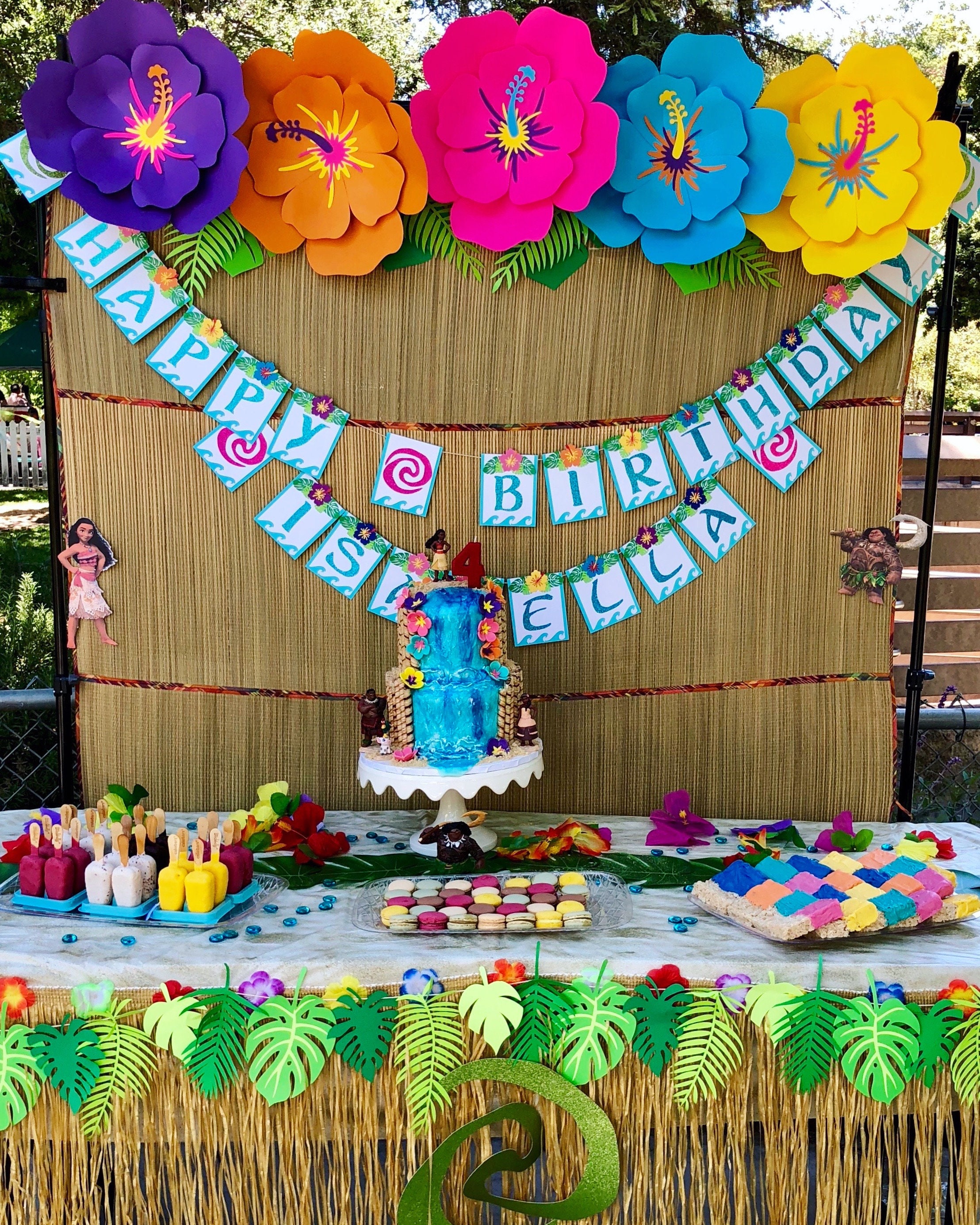 Moana Birthday, DIY Kit, Paper Flowers, Tropical Party, Moana Birthday  Decorations, Moana Decorations, Moana Party Decorations, Baby Moana 