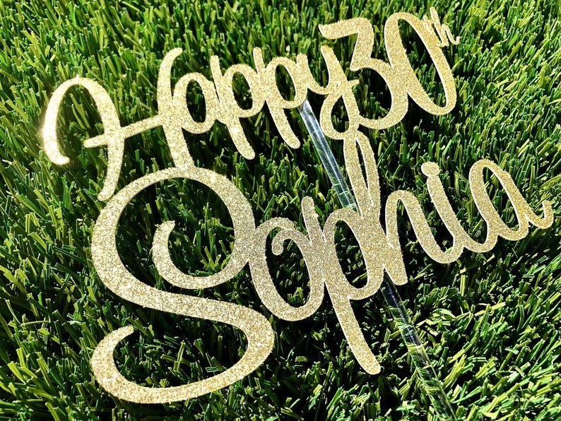 Custom Cake Topper Glitter Cardstock Material Custom Happy Etsy