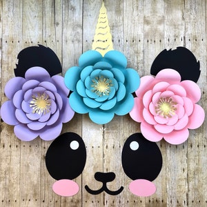 Panda Backdrop, Paper Flowers, Pandicorn Party, Panda Party, Panda Party Decorations, Panda Party Centerpiece, Panda Party Supplies, Panda image 2