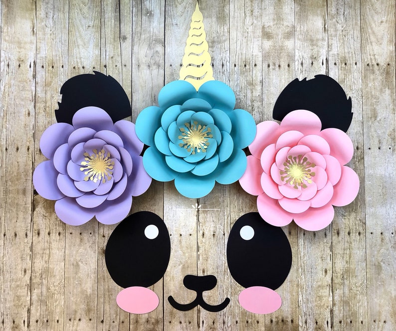 Panda Backdrop, Paper Flowers, Pandicorn Party, Panda Party, Panda Party Decorations, Panda Party Centerpiece, Panda Party Supplies, Panda image 2