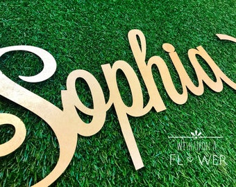 24" Paper Gold Name Nursery Sign, Nursery Name Sign, Nursery Decor, Name Wall Decor, Paper Flowers Wall Decor, Name Sign, Custom Name Sign