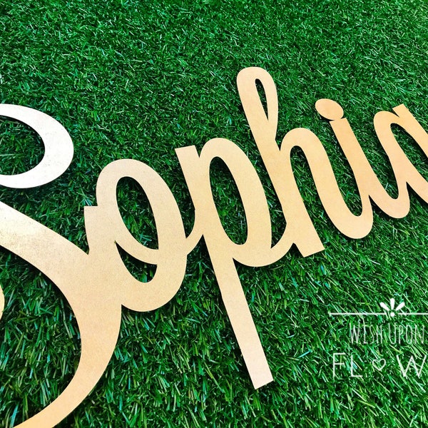 24" Paper Gold Name Nursery Sign, Nursery Name Sign, Nursery Decor, Name Wall Decor, Paper Flowers Wall Decor, Name Sign, Custom Name Sign