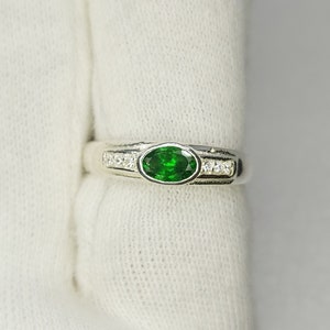 Natural Tsavorite Ring Engagement Ring 925 Sterling Silver Ring Wedding Ring Oval Cut Ring  Purpose Ring Natural Genuine Ring Gift For Her