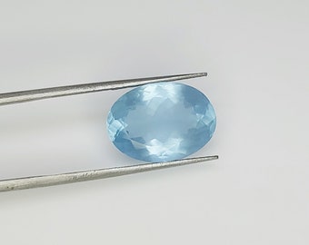 Piedra suelta de aguamarina lechosa natural de 5,30 quilates, tamaño 10x14x6,10 MM, forma de piedra preciosa facetada ovalada