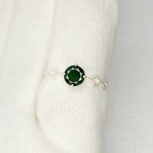 Natural Tsavorite Ring Engagement Ring 925 Sterling Silver Ring Wedding Ring Round Cut Ring Promise Ring Natural Genuine Ring Gift For Her