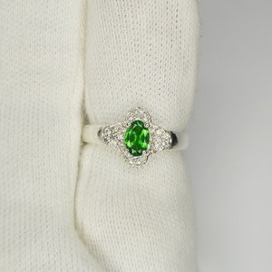 Natural Tsavorite Ring Engagement Ring 925 Sterling Silver Ring Natural Genuine Ring